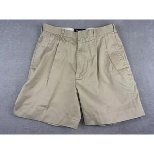 Masters Collection Mens Khaki Beige Pleated Golf Shorts Size 32 Augusta National